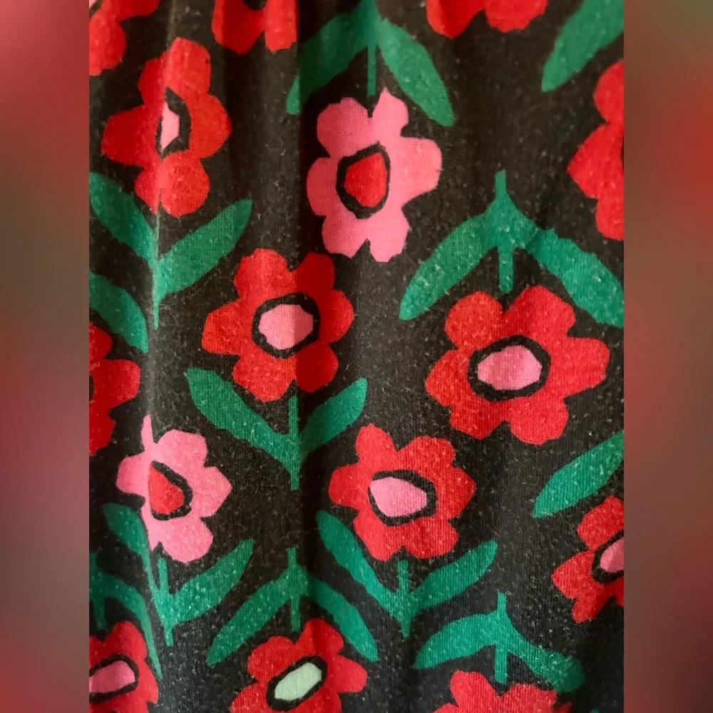 Hanna Andersson Red Pink Floral Holiday Print Nightgown 4T
